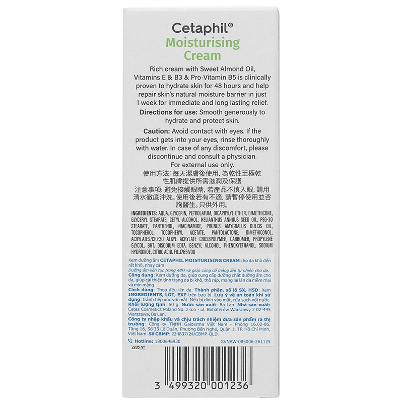Kem dưỡng ẩm Cetaphil Moisturising làm mềm da tuýp 50g - 3